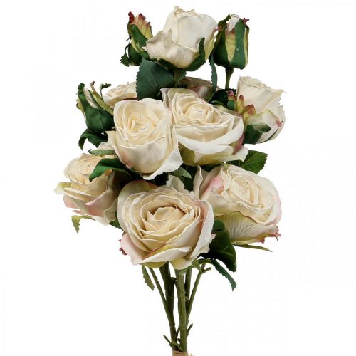 Floristik24 Deko Rosen Creme Künstliche Rosen Seidenblumen 50cm 3St