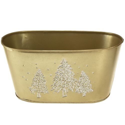 Artikel Deko Schale oval Tannenbaum Übertopf Gold 24×13×12,5cm