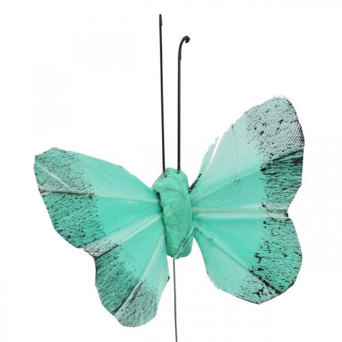 Artikel Deko Schmetterling am Draht Grün, Blau 5-6cm 24St