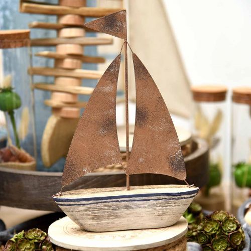 Floristik24 Deko Segelboot Holz Rost Maritime Deko 16×25cm