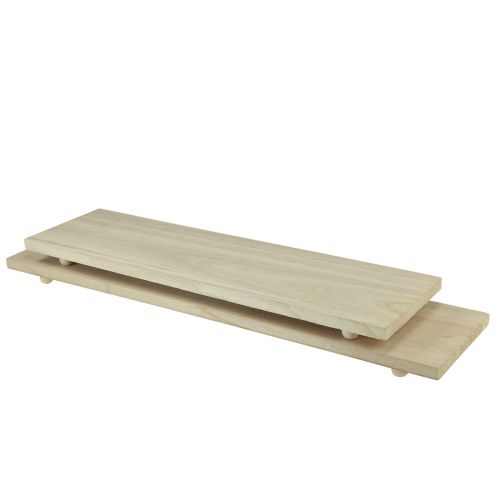 Deko Tablett mit Füßen Holztablett Paulownia 55/65cm 2er-Set