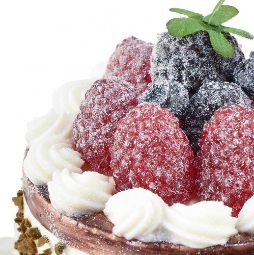 Floristik24 Deko Törtchen Schoko mit Himbeeren Torte Attrappe Ø10cm