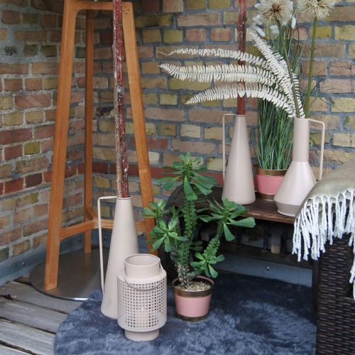 Artikel Deko Vase Metall Dekokanne Rosa Konisch Vintage Blumenvase 38cm