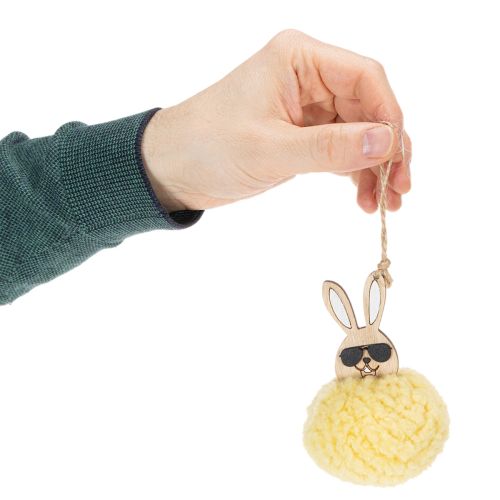 Artikel Hasen Ostern Deko zum Hängen Puschelhase Gelb Ø7cm 6St