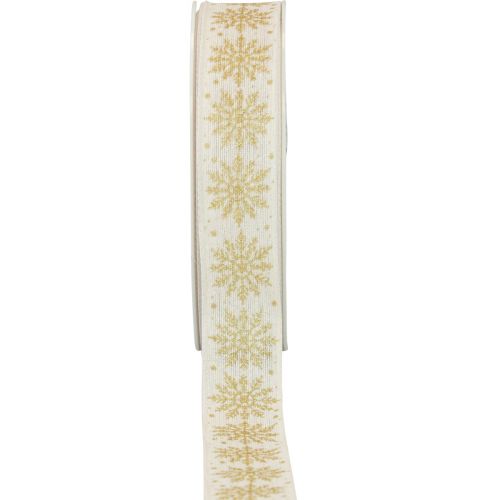 Weihnachtsband Geschenkband Schneeflocke Weiß 25mm 20m