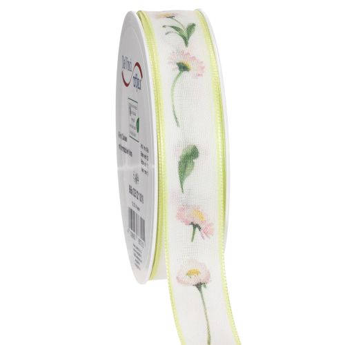 Geschenkband Blütenmuster Bellis 25 mm Weiss Polyester 20 m für Dekoration online kaufen | Floristik24.ch