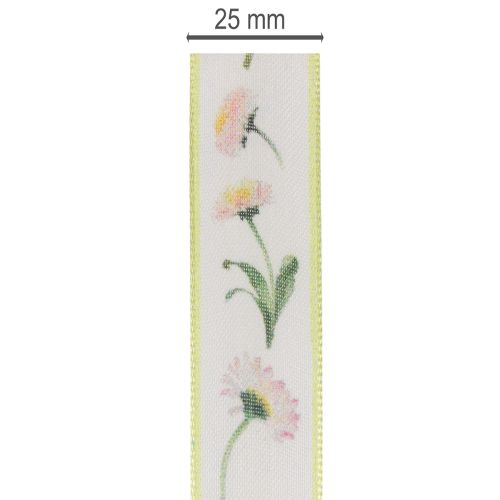 Geschenkband Blütenmuster Bellis 25 mm Weiss Polyester 20 m für Dekoration | Floristik24.ch