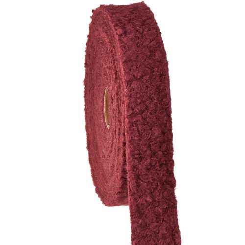 Floristik24 Dekoband Bordeaux Wolloptik Breites Stoffband 40mm 8m