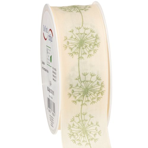 Dekoband Geschenkband Pusteblume Creme 40mm 15m