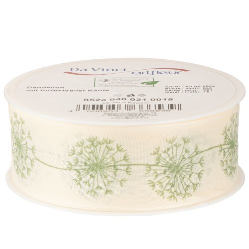 Artikel Dekoband Geschenkband Pusteblume Creme 40mm 15m