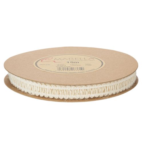 Artikel Dekoband Jute, Natürliches Geschenkband Cremeweiß 15mm 15m