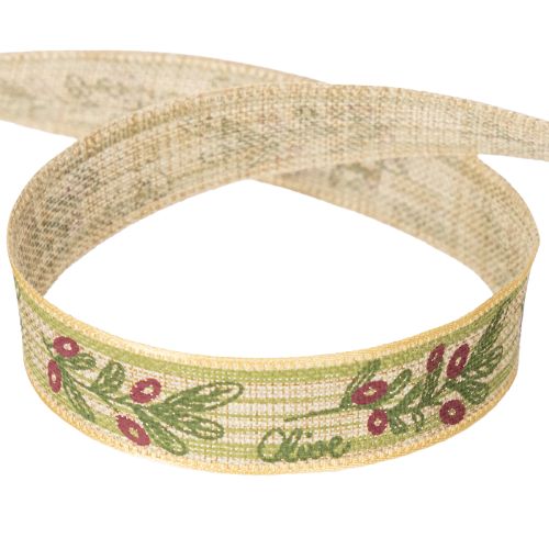 Artikel Geschenkband Olivenzweig mit eleganten Zweigen und Oliven 1,5cm 15m