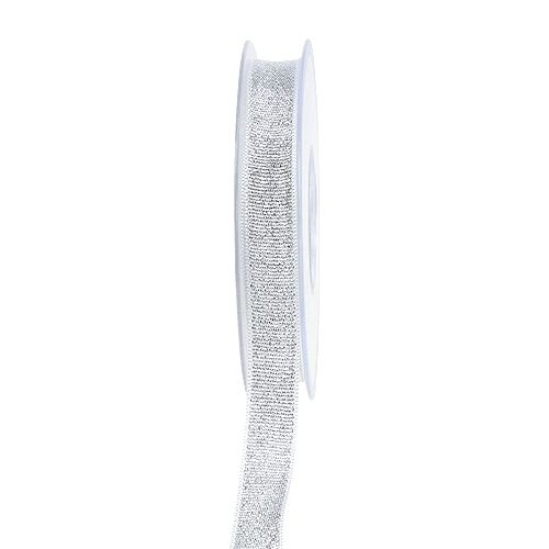 Floristik24 Dekoband Weihnachten Weiß-Silber 15mm 20m