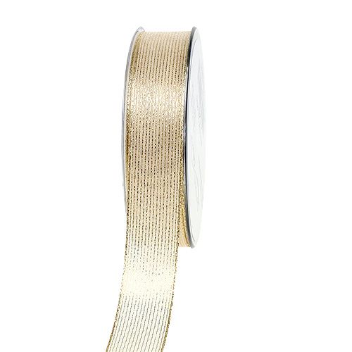 Dekoband mit Lurexstreifen Hellgold 25mm 20m online kaufen | Floristik24.ch