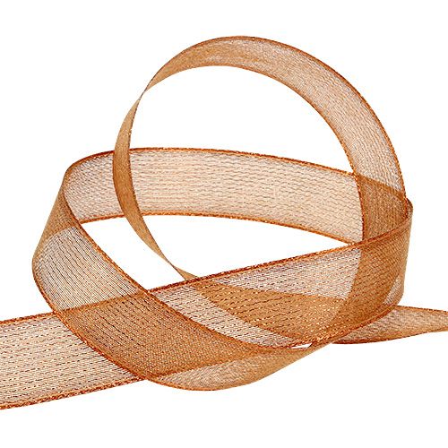 Dekoband mit Lurexstreifen Kupfer 25mm 20m | Floristik24.ch
