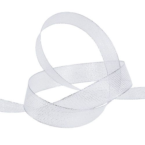 Dekoband mit Lurexstreifen Silber 25mm 20m | Floristik24.ch