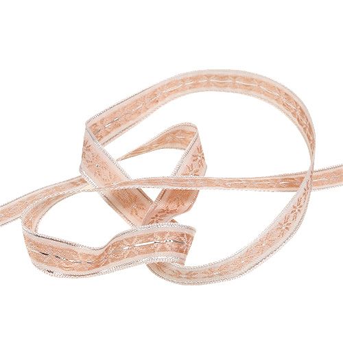 Floristik24 Dekoband mit Muster Rosa 15mm 20m