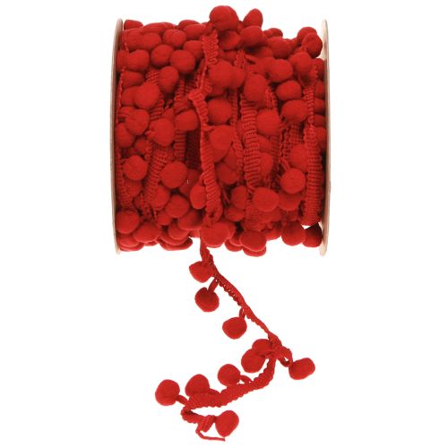 Dekoband mit Pompoms Pom Pom Band Rot 20mm 15m