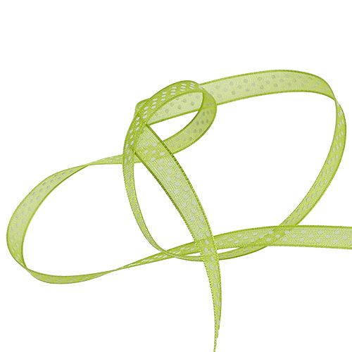 Floristik24 Dekoband mit Punkten Grün 7mm 20m