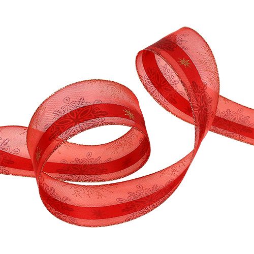 Floristik24 Dekoband mit formstabiler Kante Rot 40mm 20m