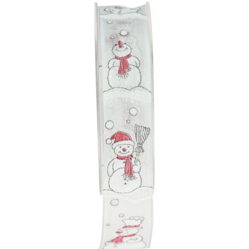 Geschenkband Weihnachten Schneemann Rot Weiß 25mm 15m