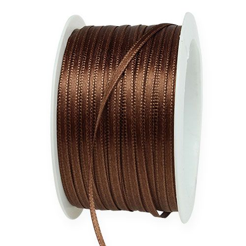 Floristik24 Geschenkband Satinband Deko Band Braun 3mm × 50m
