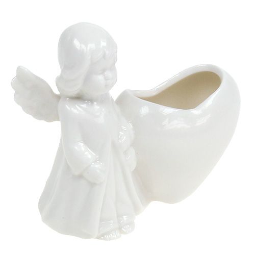 Floristik24 Dekofigur Engel mit Herz 9,5cm Weiß