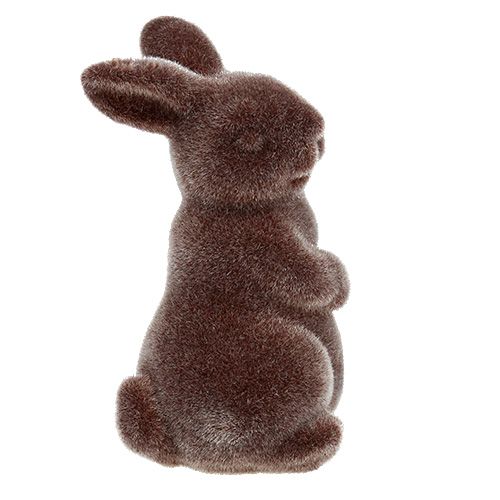 Floristik24 Dekofigur Hase beflockt 7cm Braun 1St