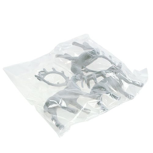 Floristik24 Dekofigur Hirsch beflockt Grau 22cm 3St