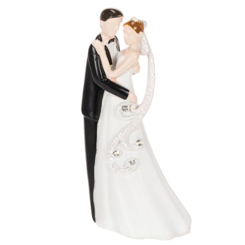 Dekofigur Hochzeitspaar Polyresin 10,5cm Weiss-Schwarz für Tischdekoration