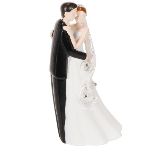 Dekofigur Hochzeitspaar Polyresin 10,5cm Weiss-Schwarz für Tischdekoration | Floristik24.ch