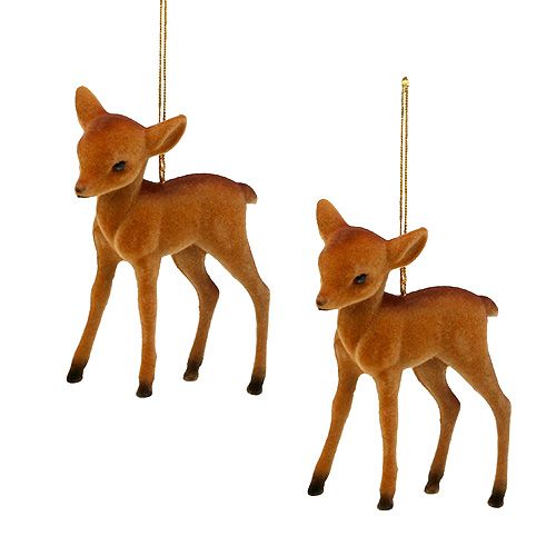 Dekofigur Rentier Junges Braun 7,5cm beflockt 2 St