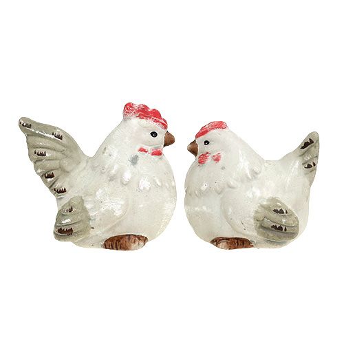 Floristik24 Dekofigur Huhn 5cm Grau 2St