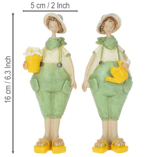 Dekofiguren Gärtner aus Polyresin 16,5×5,5 cm in Grün und Gelb | Floristik24.ch