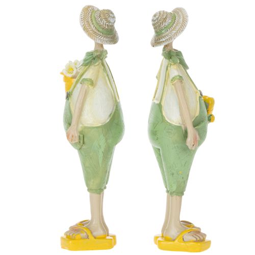 Dekofiguren Gärtner aus Polyresin 16,5×5,5 cm in Grün und Gelb | Floristik24.ch