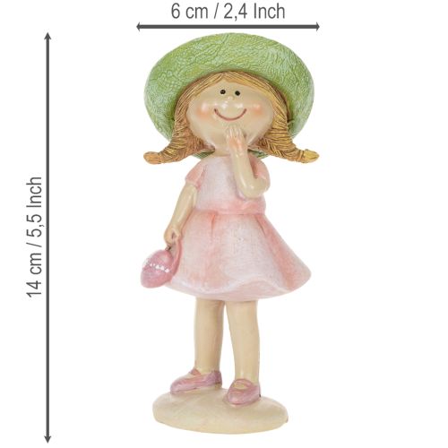 Dekofiguren Mädchen Polyresin Rosa Grün 6,5x5,5x14,5cm 2 Stück | Floristik24.ch