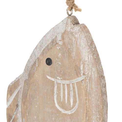 Dekohänger Holzfisch 21 cm Weiss Natur 2er-Set | Floristik24.ch