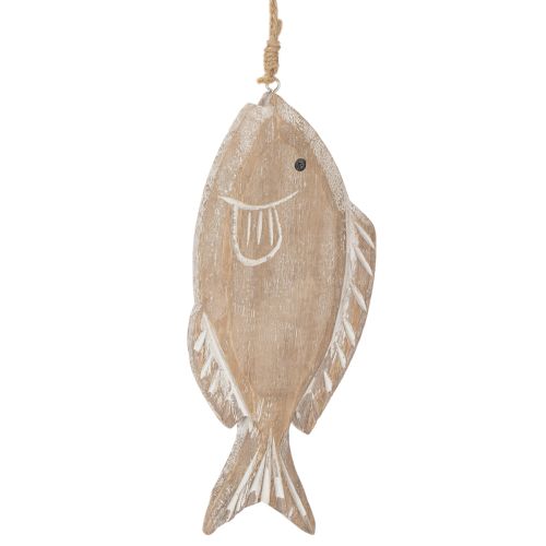 Dekohänger Holzfisch 21 cm Weiss Natur 2er-Set | Floristik24.ch