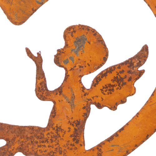 Dekohänger Metall Herz mit Engel Silhouette Edelrost Ø15cm 6 Stück | Floristik24.ch