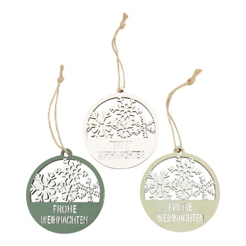 Floristik24 Dekohänger Weihnachten Holz Frohe Weihnachten Ø8,5cm 9St