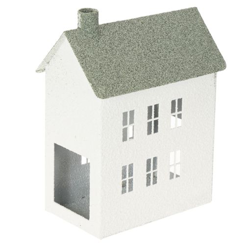Dekohaus Weiss Metall Hausform mit Fenstern und Schornstein 22cm online kaufen | Floristik24.ch