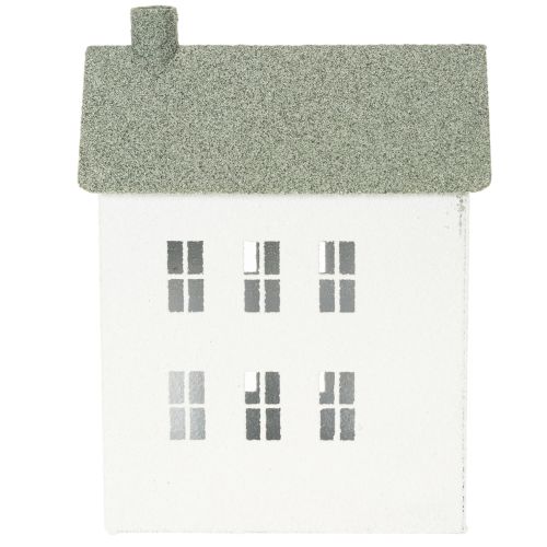 Dekohaus Weiss Metall Hausform mit Fenstern und Schornstein 22cm | Floristik24.ch