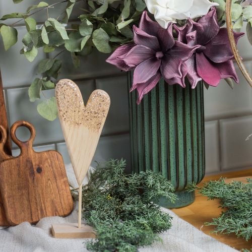 Floristik24 Deko Herz am Ständer Holz mit Glitter H27cm