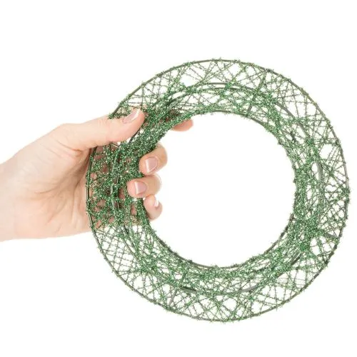 Grüner Kranz aus Metall-Drahtgeflecht 19 cm für kreative Dekorationen, 2 Stück | Floristik24.ch