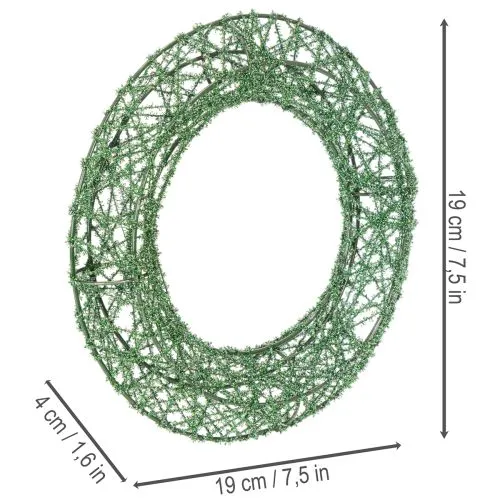 Grüner Kranz aus Metall-Drahtgeflecht 19 cm für kreative Dekorationen, 2 Stück | Floristik24.ch