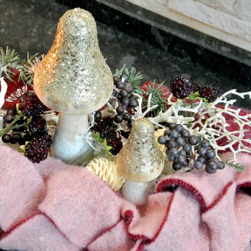 Floristik24 Holzpilz mit Glitter H17cm 2St