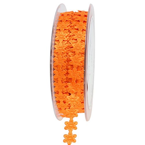 Floristik24 Dekorationsband mit Blüte 1cm Orange 20m