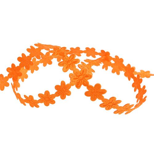 Floristik24 Dekorationsband mit Blüte 1cm Orange 20m