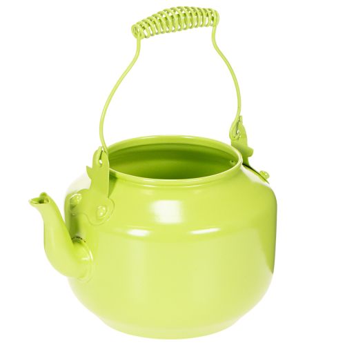 Dekorative Teekanne aus Metall, apfelgrün, Ø12 cm, Blumenvase für Innenbereich online kaufen | Floristik24.ch