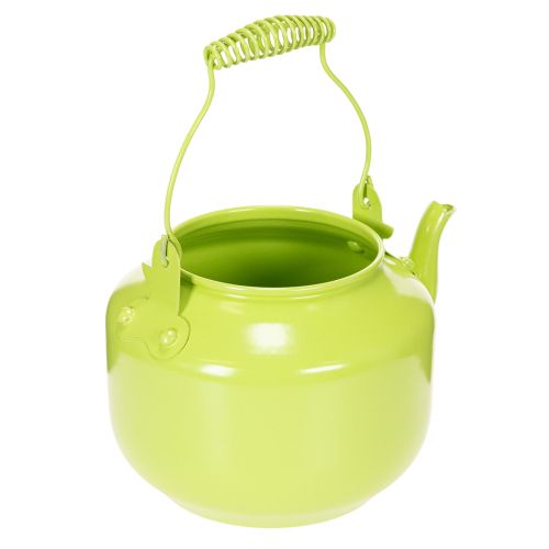 Dekorative Teekanne aus Metall, apfelgrün, Ø12 cm, Blumenvase für Innenbereich | Floristik24.ch